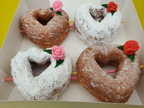 Valentines day gift, Valentines day donuts, Valentines day best gift. Valentines day gift near me, Croissant heart donuts, Heart Donuts, Heart gifts