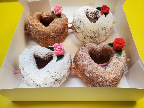 Valentines day gift, Valentines day donuts, Valentines day best gift. Valentines day gift near me, Croissant heart donuts, Heart Donuts, Heart gifts