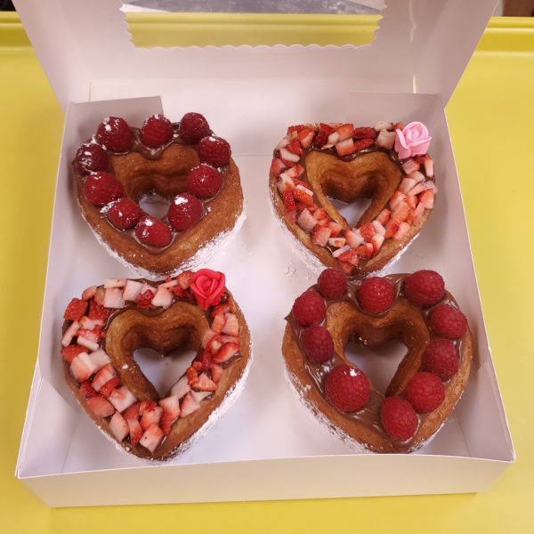 Valentines day gift, Valentines day donuts, Valentines day best gift. Valentines day gift near me, Croissant heart donuts, Heart Donuts, Heart gifts, love gift