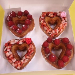 Valentines day gift, Valentines day donuts, Valentines day best gift. Valentines day gift near me, Croissant heart donuts, Heart Donuts, Heart gifts, love gift