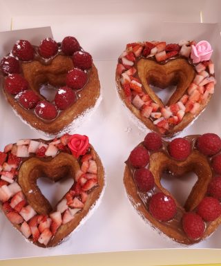 Valentines day gift, Valentines day donuts, Valentines day best gift. Valentines day gift near me, Croissant heart donuts, Heart Donuts, Heart gifts, love gift