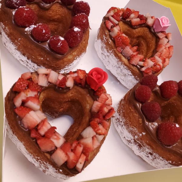 Valentines day gift, Valentines day donuts, Valentines day best gift. Valentines day gift near me, Croissant heart donuts, Heart Donuts, Heart gifts, love gift